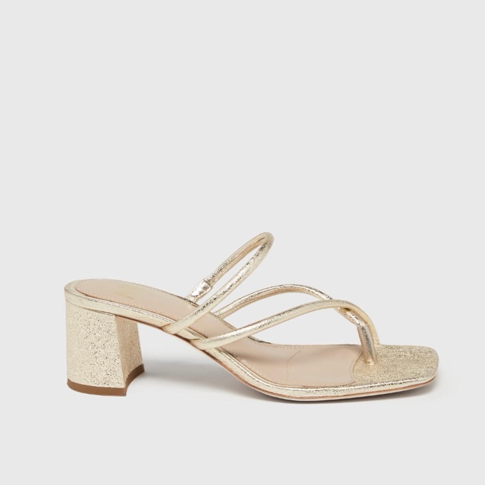 NWT PAIGE Vanessa Sandals Size 6.5 Light Gold Leather
